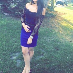 Beautiful blue and black lace dress